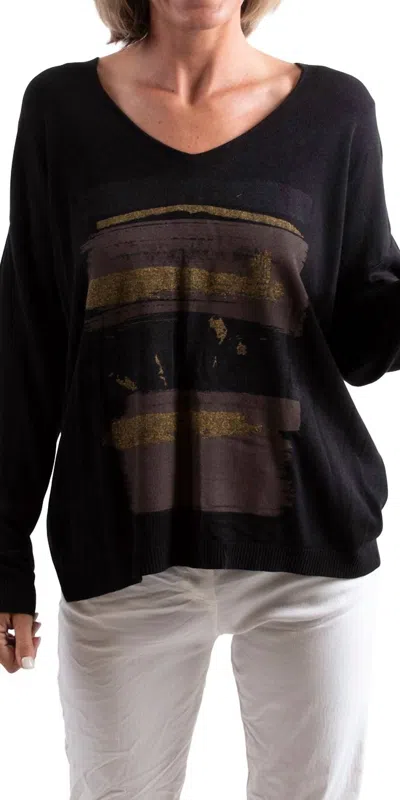 Gigi Moda Maya Sweater With Brush Strokes In Black In Multi
