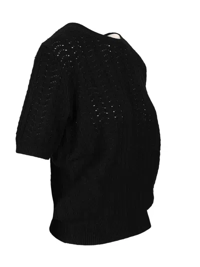 Lisa Yang Cecelia Pointelle Sweater Knitwear Black In Black