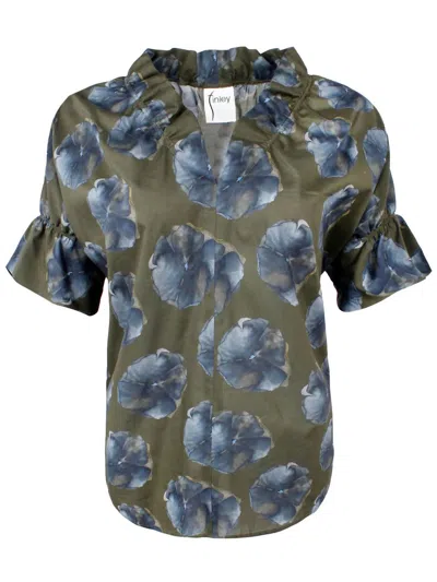 Finley Women's Crosby Top In Watercolor Pansy In Aqua In Multi