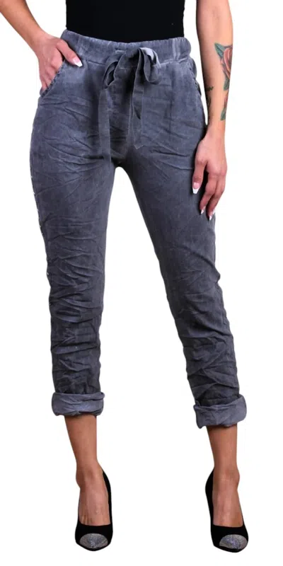 Gigi Moda Zola Stud Pants In Charcoal In Black