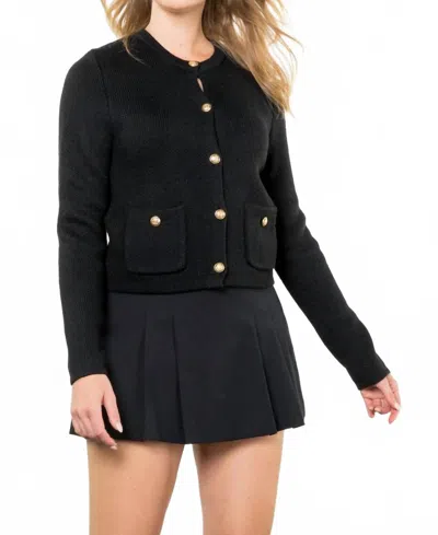 Thml Gold Button Cardi In Black In Black