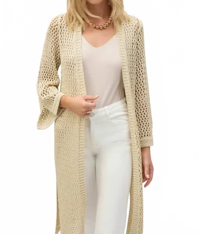 Joseph Ribkoff Sweater Knit Open Stitch Cover-up In Gold In Neutral