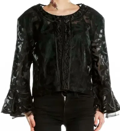 Terramina Lace Bell Sleeve Crop Top In Black In Black