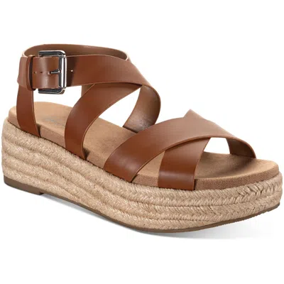 Style & Co Emalinee Womens Faux Leather Slingback Wedge Sandals In Brown