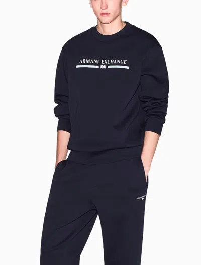 Armani Exchange Crew Neck Sweatshirt In Blue