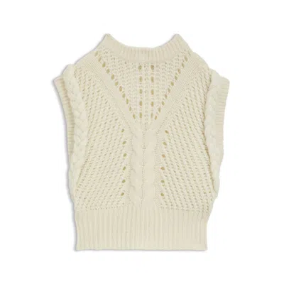 Hugo Boss Relaxed-fit Sleeveless Top In Structured Italian Yarn In White