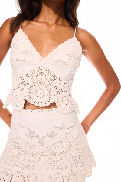 Loveshackfancy Pellier Crochet Top In Optic White In Pink