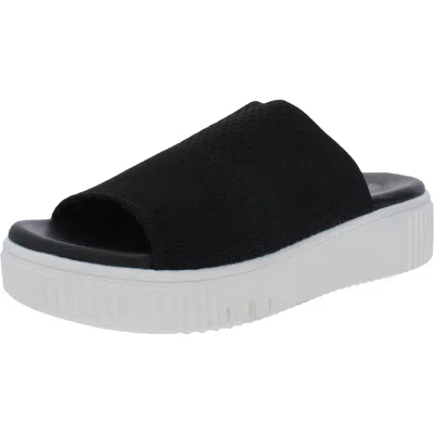 Stylus Dorando Womens Knit Wedge Slide Sandals In Black