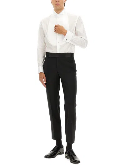 Giorgio Armani Official Store Icon Tuxedo Shirt In Cotton Poplin In White