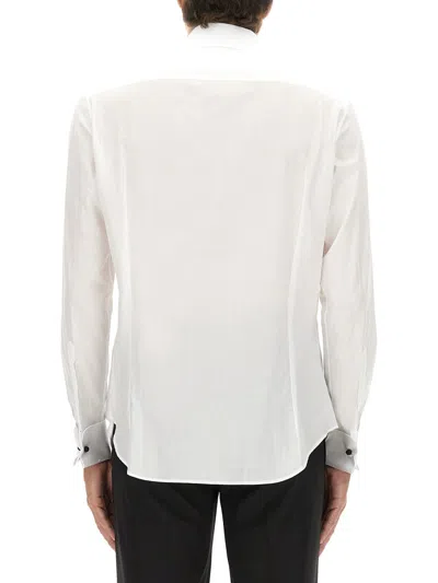 Giorgio Armani Official Store Icon Tuxedo Shirt In Cotton Poplin In White