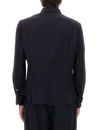 Giorgio Armani Cotton Zipper Shirt In Black