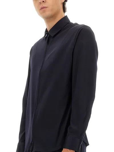 Giorgio Armani Cotton Zipper Shirt In Black