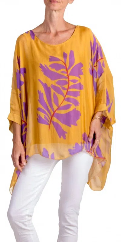 Gigi Moda Seta Foglia Kaftan In Mustard In Yellow