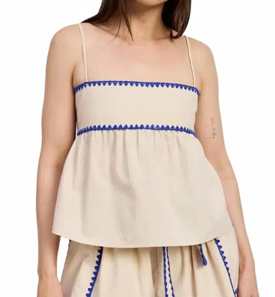 En Saison Donatella Cotton Linen Tank Top In Purple