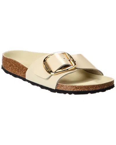 Birkenstock Madrid Narrow Big Buckle Natural Leather Patent Sandal In Nude