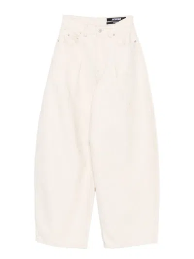 Jacquemus Trousers With Pleated Front And Side Pockets In White
