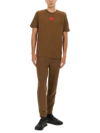 Hugo Boss Jogger Pants With Logo Label In Brown