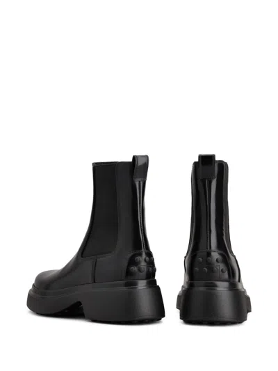 Tod's Chunky Sole Ankle Boots With Elastic Panels In Black