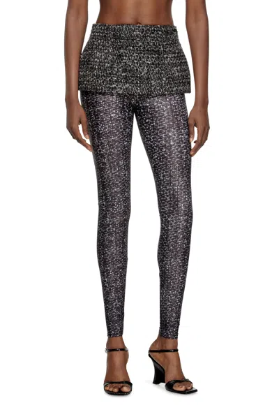 Diesel Ankle Length Straight Leg Trousers With Skirt In Black