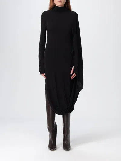 Stella Mccartney Asymmetric Cape Midi Dress In Black