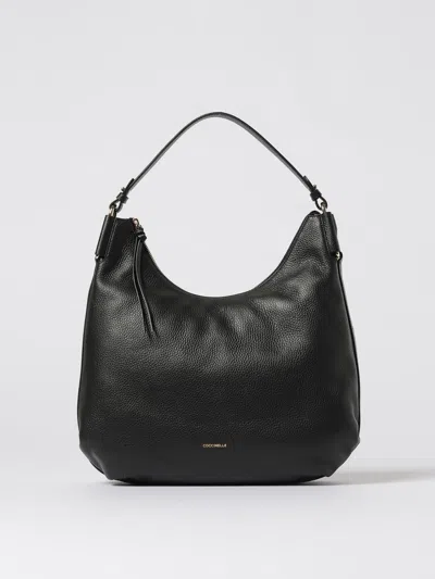 Coccinelle Malory Grained-leather Shoulder Bag In Black