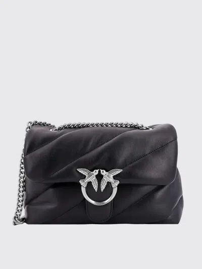 Pinko Matelassé Leather Shoulder Bag In Black