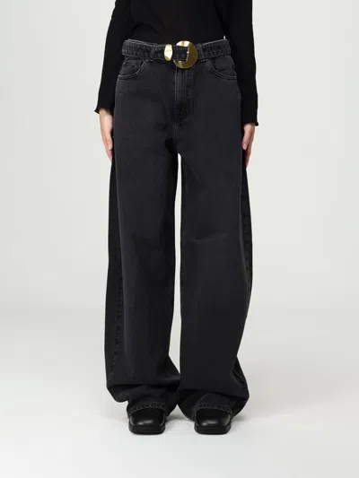 Twinset Black Denim Jeans With Belt And Maxi Buckle In Black