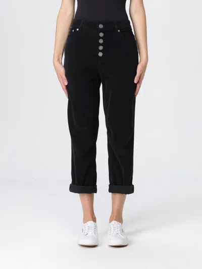 Dondup Koons Loose-fitting Velvet Trousers In Black