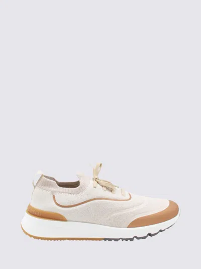 Brunello Cucinelli Canvas Sneakers With Contrasting Toe Cap In White
