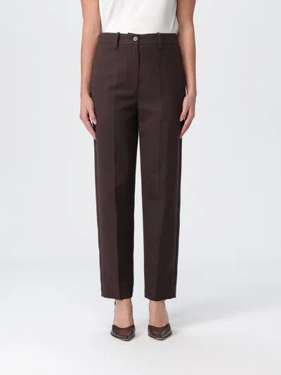 Alysi Chocolate Wool Blend Cigarette Pants With Tailored Finish In Brown