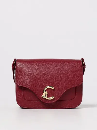 Coccinelle Textured Leather Cross-body Bag Adjustable Strap In Red