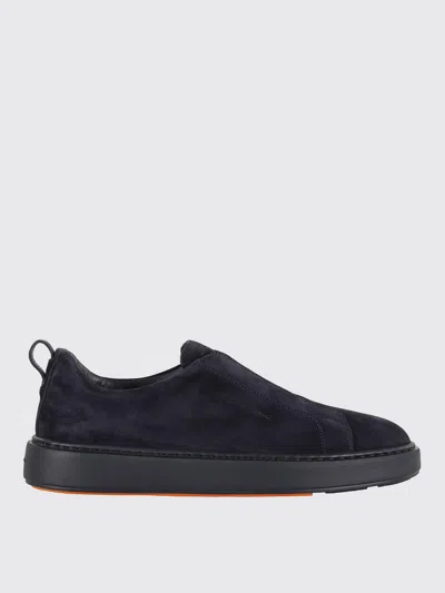 Santoni Suede Sneakers In Blue