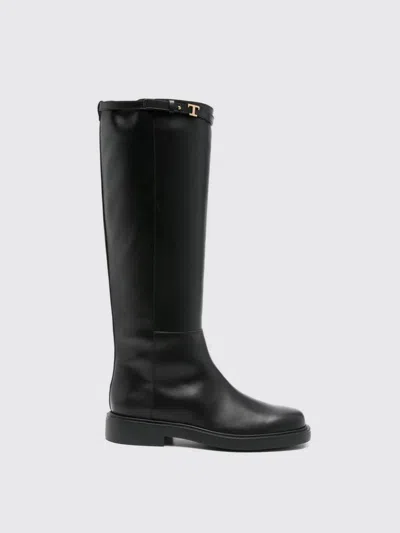 Tod's T-buckle Leather Knee-high Boots In Black