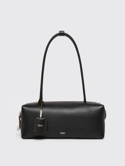 Max Mara Horizontal Satchel Bag With M-shaped Folded Sides, Featuring In Black