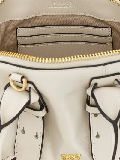 Pinko Leather Mini Escape Bag Bowling Bag In White