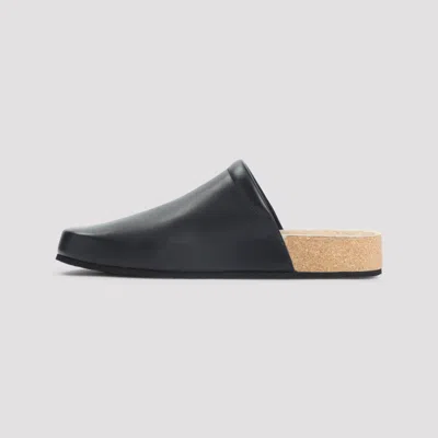 Balenciaga Men Leather Mules With Cork Insole In Black