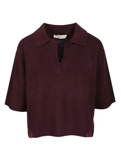 Lisa Yang Neela T-shirt Knitwear Brown In Burgundy