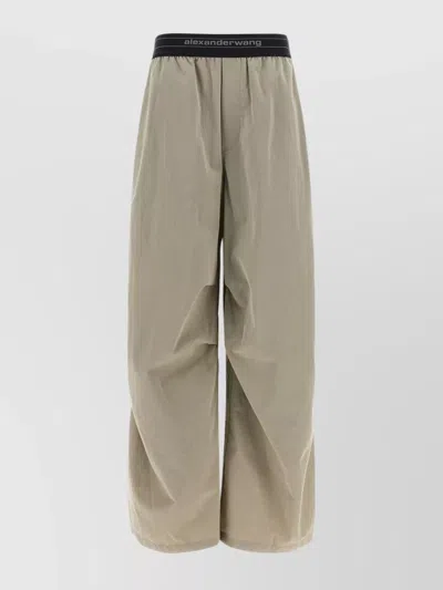 Alexander Wang Wide Leg Pants Featuring Elastic Waistband In Neutral