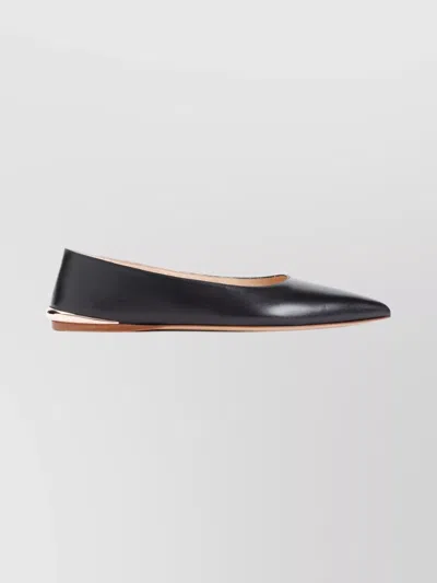 Gabriela Hearst Pointed Toe Ballerina Shoes With Metallic Accent In Black