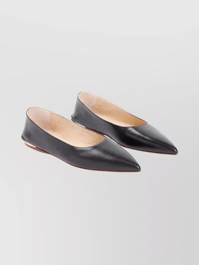 Gabriela Hearst Pointed Toe Ballerina Shoes With Metallic Accent In Black