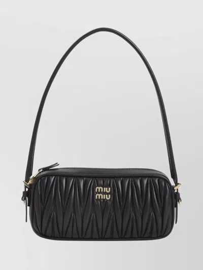 Miu Miu Quilted Purse Adjustable Strap In Black
