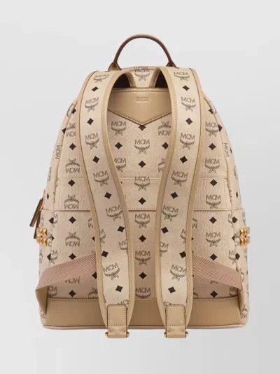Mcm Stark Side Studs Backpack In Visetos In Neutral