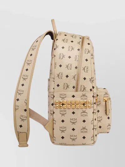Mcm Stark Side Studs Backpack In Visetos In Neutral
