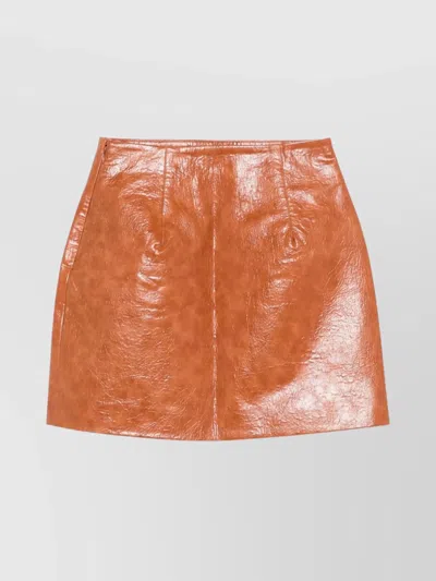 The Andamane High Waist Mini Skirt With Side Slit In Brown