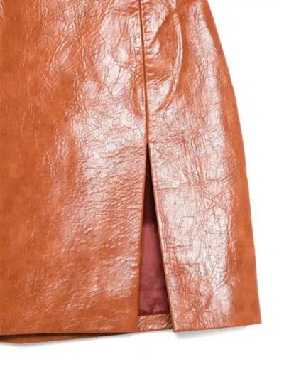 The Andamane High Waist Mini Skirt With Side Slit In Brown
