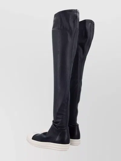 Rick Owens Black Knee-high Sneakers With Platform In Leather Woman In Blue