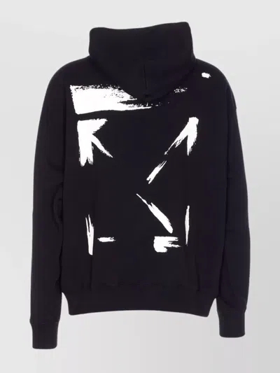 Off-white Hooded Sweatshirt Featuring Graphic Print In Gray