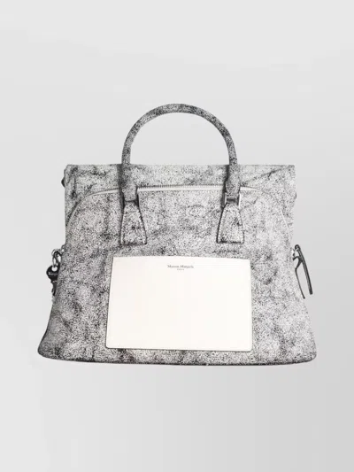 Maison Margiela Textured Leather Shoulder Bag And Strap