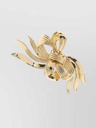 Miu Miu Bow Shaped Brooch Curved Design In Gold