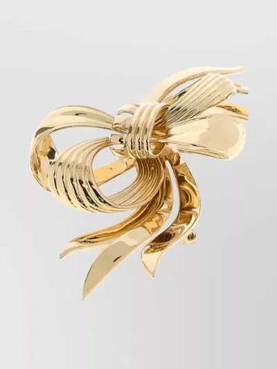 Miu Miu Bow Shaped Brooch Curved Design In Gold